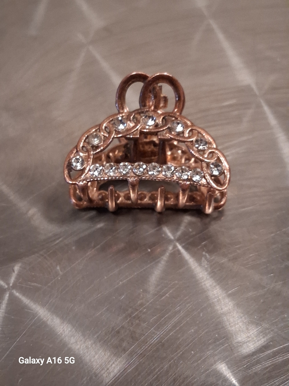 Rhinestone Rose Gold Mini Hair Claw